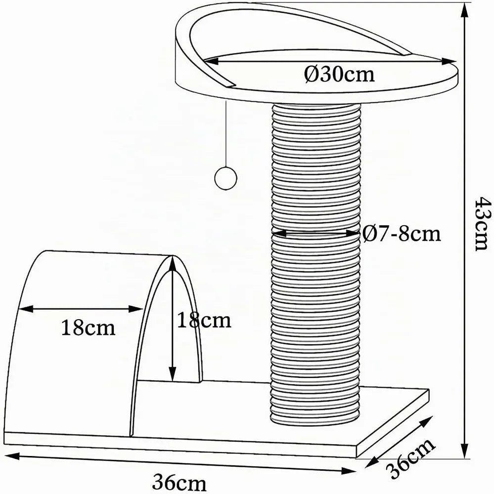 lionto Árbol rascador para Gatos Altura 43 cm, Gris/Blanco