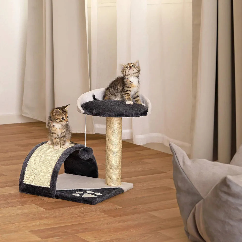 lionto Árbol rascador para Gatos Altura 43 cm, Gris/Blanco