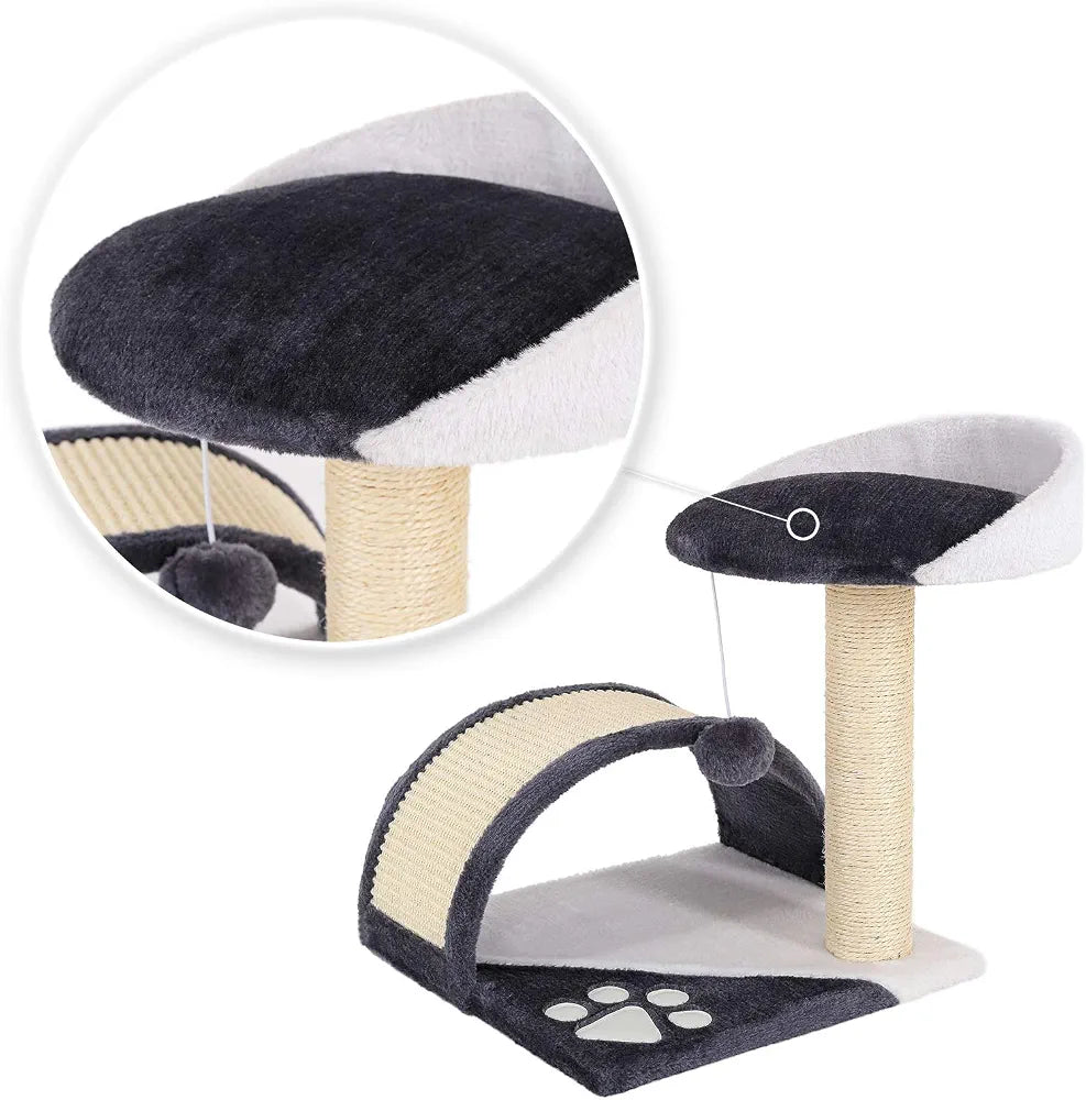 lionto Árbol rascador para Gatos Altura 43 cm, Gris/Blanco