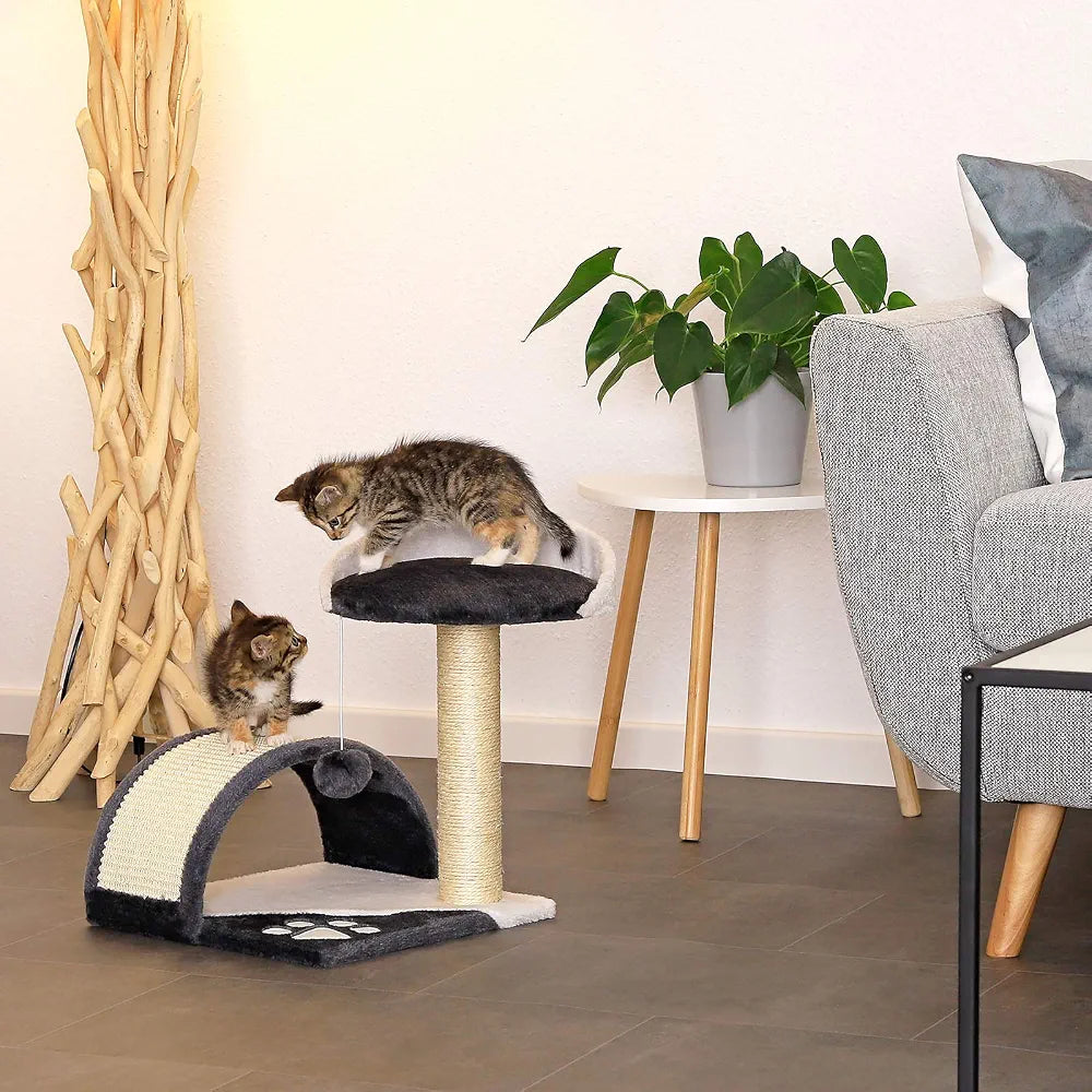 lionto Árbol rascador para Gatos Altura 43 cm, Gris/Blanco