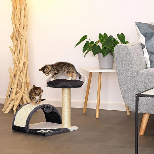 lionto Árbol rascador para Gatos Altura 43 cm, Gris/Blanco