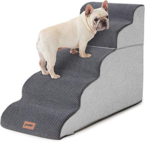 ZOMISIA Dog Stairs Ramp for High Beds Up to 25", 5 Step Pet Stairs Grey